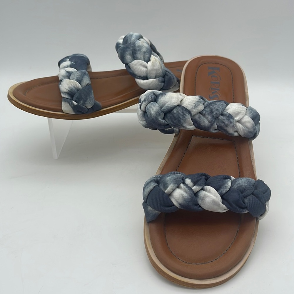 Korks Pilar Comfort Flat Sandals Braided Straps Slip On Sz 9